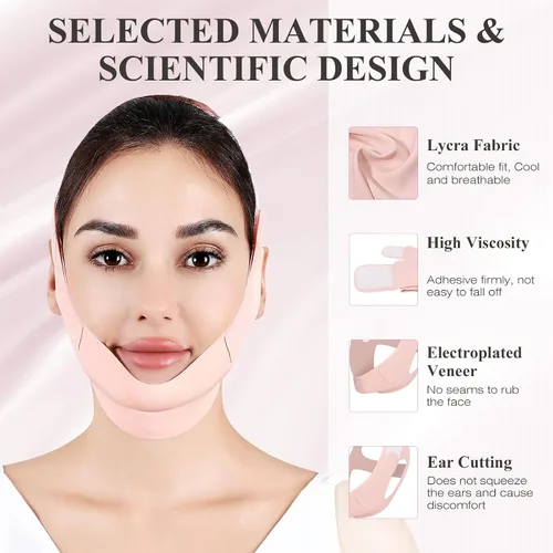 Vista 3 de Jawline Shaper,Máscara de elevación de línea en V, rosa,M