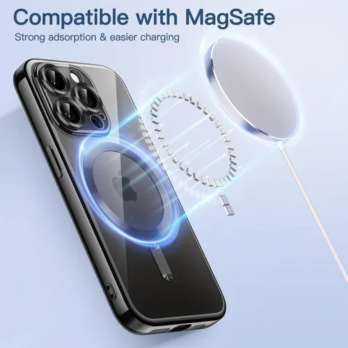 Vista 4 de JETech Funda magnética para iPhone 15 Pro de 6.1 pulgadas, protección completa de lente de cámara, compatible con carga inalámbrica MagSafe, funda