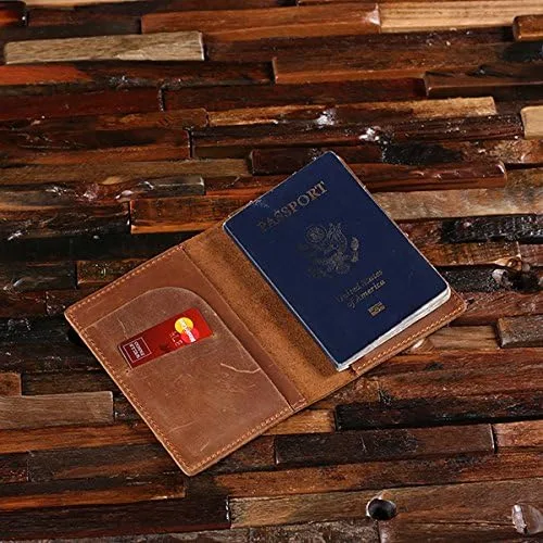 Vista 3 de Portapasaporte de cuero marrón, personalizado, billetera de viaje, portapasaporte, portadocumentos