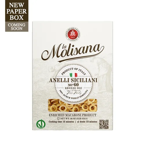 Vista 2 de La Molisana Anellini Siciliani N°60 A Pasta, 16 onzas (paquete de 12), sémola de trigo duro italiana de primera calidad, alta proteína 14%