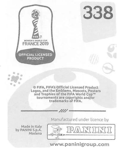 Vista 2 de Panini FIFA - Calcomanías para álbumes de la Copa Mundial Femenina de Francia 2019 (solo pegatina individual) Fútbol #338 Sophie Schmidt Canadá 2