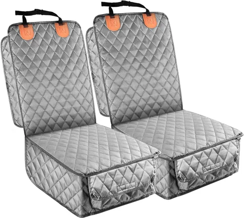 Vista 10 de PETICON - Paquete de 2 fundas para asiento delantero de automóvil para mascotas, funda de asiento de silla capitán Waterproof Pet Seat Protector