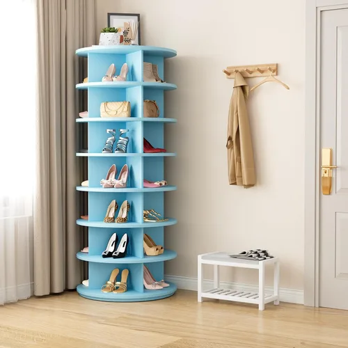 Vista 2 de Lazy Susan - Zapatero giratorio de 7 niveles, organizador de zapatos giratorio para 28-32 pares Lazy Susan 360, armario giratorio para zapatos