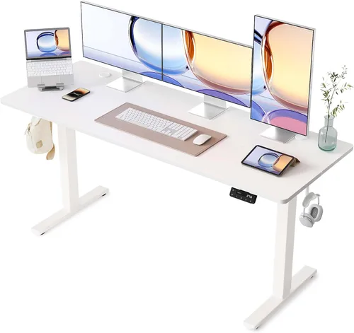 Vista 13 de YIHAYO Escritorio eléctrico de pie, escritorio de pie de 48 x 24 pulgadas con tablero de empalme, escritorio de pie para sentarse, mesa de Marco