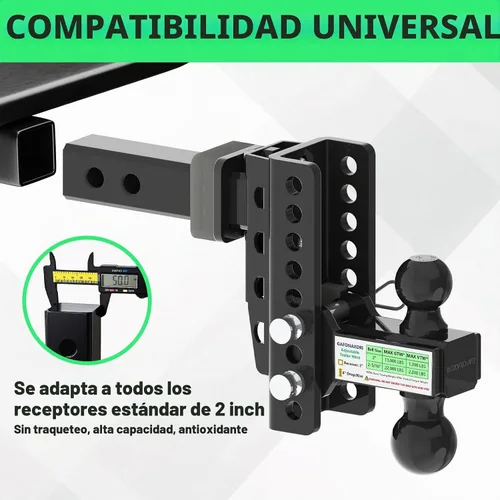 Vista 3 de Enganche de remolque ajustable para receptor de 2 pulgadas, caída