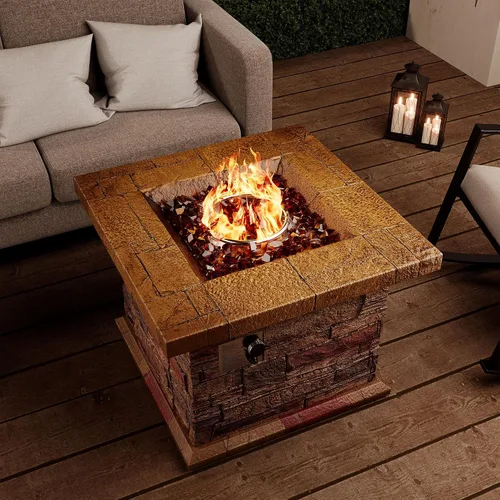 Vista 13 de SUNBURY Hoguera de Propano al Aire Libre, Hoguera de Gas para Patio Exterior, Mesa de Fuego al Aire Libre de Piedra, Columna de Fuego 40,000 BTU