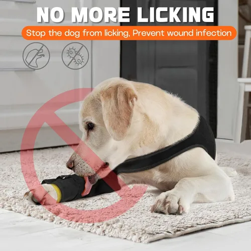Vista 5 de Funda de recuperación para perro para pierna delantera, manga de pierna de perro individual para dejar de lamer, protección transpirable para dolor