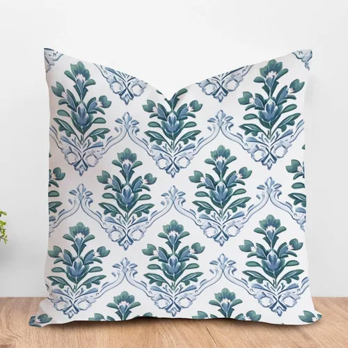 Vista 20 de ArogGeld Funda de cojín decorativa de flor de loto azul y verde pavo real, diseño botánico floral azul de loto azul, estilo asiático, chinoiserie