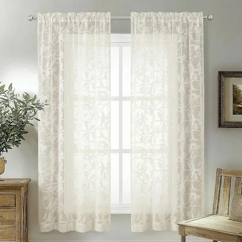 Vista 12 de OVZME Anji Clip Voile Sheer Tiers RD 2X30X36 Negro