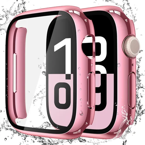 Vista 20 de Misxi Paquete de 2 fundas impermeables con botón diseñadas para Apple Watch Series 3 Series 2 de 38mm, funda rígida de policarbonato anticaídas