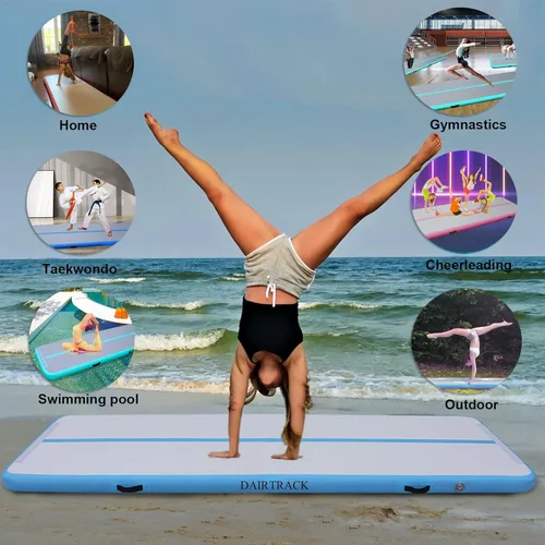 Vista 7 de DAIRTRACK Colchoneta inflable de gimnasia de 10/13/16/20 pies para uso doméstico/gimnasio/entrenamiento/animadora/yoga/agua