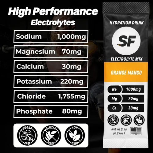 Vista 2 de Sota Fuel Performance Hydration Mezcla de bebida en polvo con electrolitos 30 unidades Mango naranja Cero azúcar