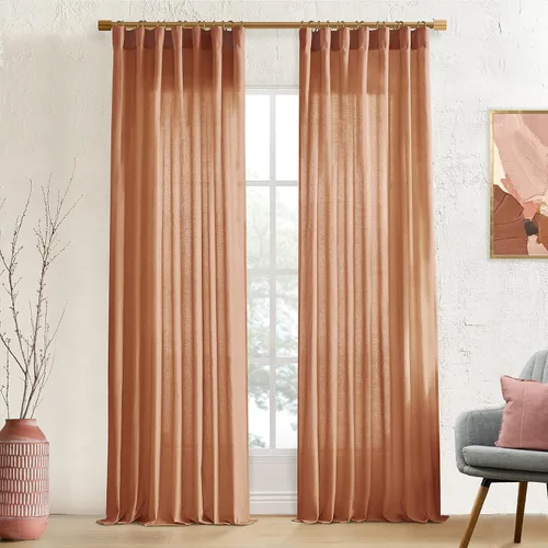 Vista 24 de XTMYI - Cortinas transparentes de 54 pulgadas de largo, juego de 2 paneles para baño, cortinas cortas de lino y algodón con semi privacidad