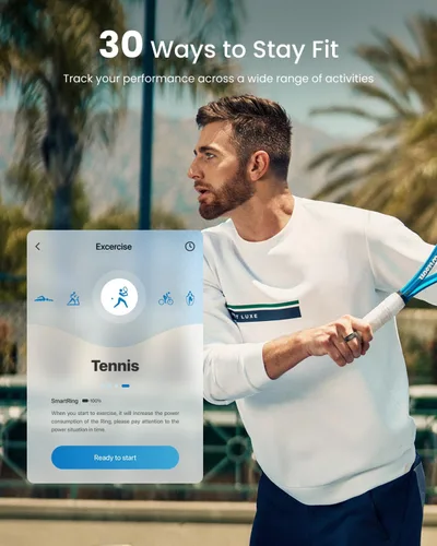 Vista 7 de RENPHO Lynx Anillo Inteligente - Seguimiento de sueño y actividad durante todo el día, incluye estuche de carga, regalos para hombres, batería de 7