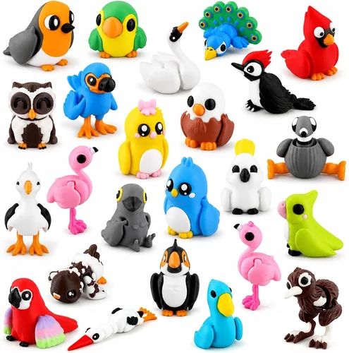 Vista 11 de JOICEE 50pcs Mini 3D Impreso Animales Articulados Flexible Fidget Juguetes Marrón