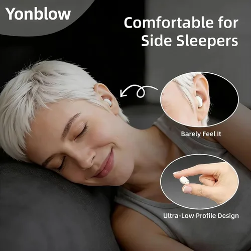 Vista 2 de Auriculares para dormir de lado, mini Bluetooth inalámbrico invisible 5.4, auriculares para dormir con pantalla LED, auriculares pequeños