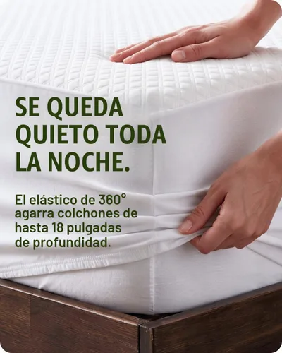 Vista 5 de SafeRest Sleepure - Protector de colchón impermeable tamaño individual derivado de viscosa de bambú - Ajustado con bolsillos elásticos - Funda