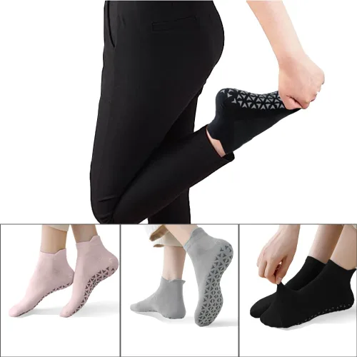Vista 2 de NuAngela Grip Socks Pilates Socks with Grips for Women Non Slip Yoga Socks for Barre Ballet Dance Hospital Barefoot Workout