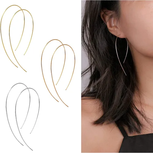 Vista 2 de 3 pares de aretes de aro grandes y finos, chapados en oro de 18 quilates, ligeros, minimalistas, súper delgados, aretes de aro de baloncesto grandes