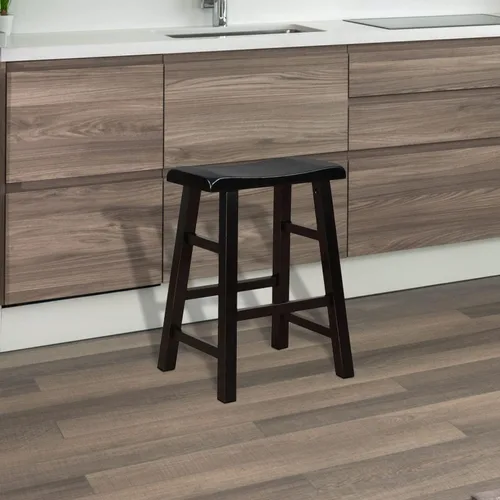 Vista 2 de eHemco Taburetes de cocina con asiento de sillín de madera maciza, 24 pulgadas, color negro