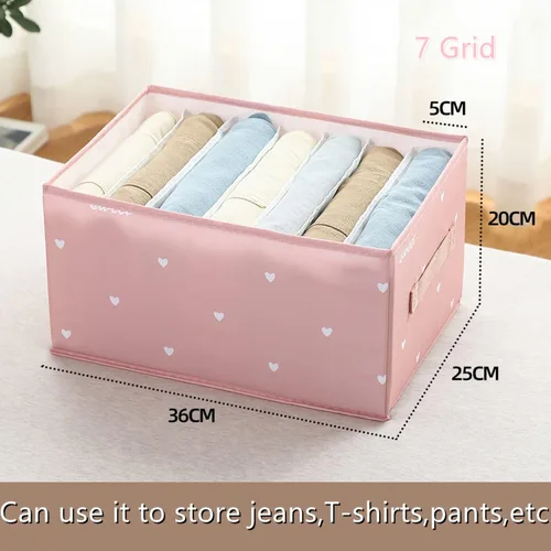 Vista 2 de Organizador de ropa para armario, 2 piezas, lavable, organizador de ropa con tablero de soporte, plegable, grande, 7 rejillas, divisores, cajones