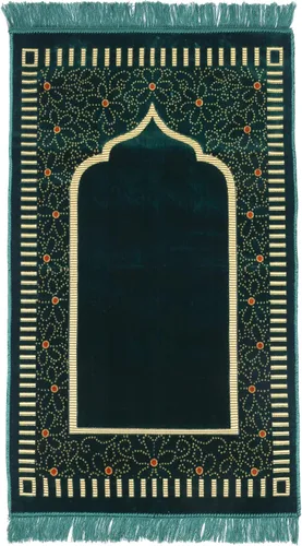 Vista 31 de Alfombra de oración – Alfombra turca Janamaz Sajada de felpa suave para hombres y mujeres, alfombrilla de oración lisa y sólida, regalo de Ramadán