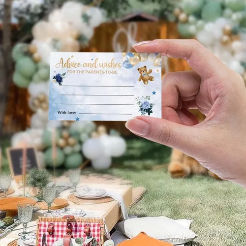 Vista 6 de skuhyyg 50 boletos para rifas de pañales con caja de juego para baby shower, oso azul, oso rosa, letrero de sorteo de pañales, con texto en inglés