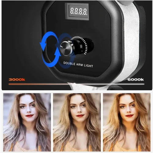 Vista 4 de Tatuaje profesional belleza mejora fotografía Led anillo luz led fotografía doble brazo relleno luz celebridad transmisión en vivo selfie luz ight
