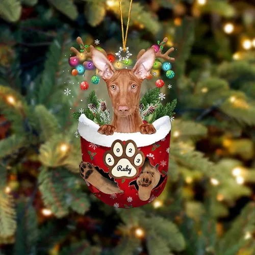 Vista 172 de Adornos personalizados de Pug cervatillo – Decoración personalizada para árbol de Navidad con patas de bolsillo de nieve