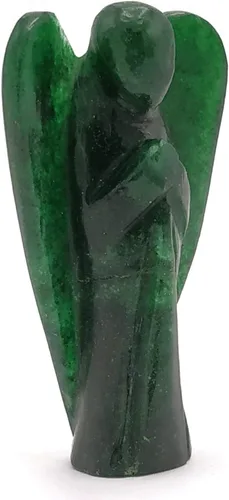 Vista 2 de Figuras de ángel guardián de cristal de aventurina verde (oscuro) para piedra natal curativa, estatua decorativa (ángel de bolsillo tallado a mano)