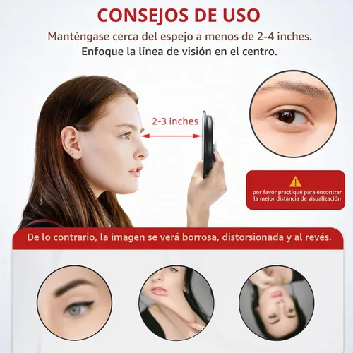 Vista 2 de Espejo de aumento 10X con 3 ventosas – Espejo de maquillaje adhesivo de 6 pulgadas con aumento 10X, espejo de maquillaje ampliado, espejo cosmético