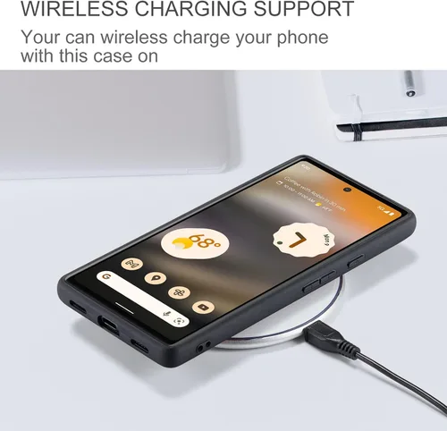 Vista 8 de Funda para Google Pixel 7A, cartera magnética desmontable con ranura para efectivo, soporte de carga inalámbrica, función atril compatible con Negro
