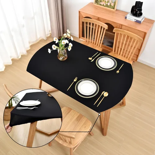 Vista 26 de Mantel ajustado blanco con elástico para mesas plegables de 48x48 pulgadas, manteles lavables y elásticos de elastano para mesas de cartas, manteles