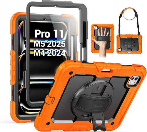 Vista 21 de SEYMAC para iPad Pro de 11 pulgadas Funda M5 2025/M4 2024, Funda Protectora Resistente a Prueba de Golpes con Protector de Pantalla, Soporte