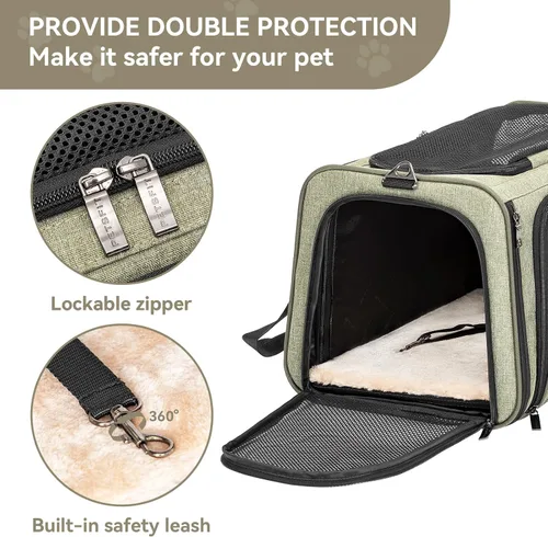 Vista 6 de Petsfit Transportador Expandible para Conejos Transportadores de Conejitos, Transportador de Mascotas de 16 Pulgadas Aprobado por Aerolíneas con 2