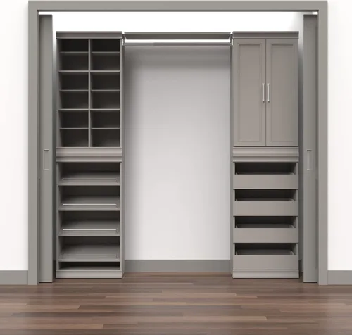 Vista 9 de ClosetMaid Kit de estante de almacenamiento modular y barra para colgar, color gris pardo