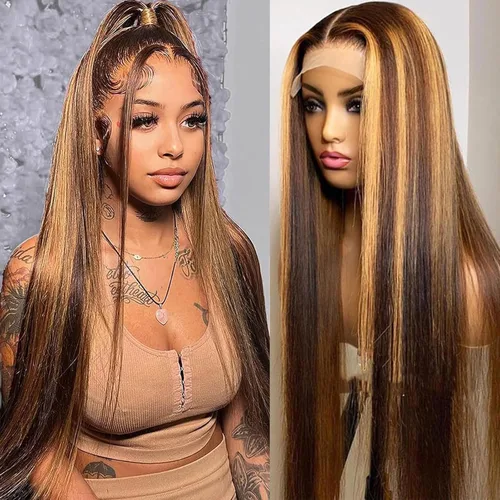 Vista 12 de Lemoda Peluca de encaje frontal completo de 13 x 6 pulgadas, pelucas de cabello humano lacio HD transparente de encaje sin pegamento, peluca