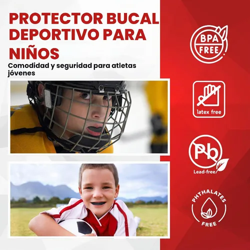 Vista 5 de Protector bucal deportivo para niños - Fútbol juvenil, baloncesto Negro