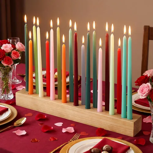 Vista 8 de Mumufy Portavelas de madera de 45,72 cm de largo para velas cónicas de cumpleaños, candelabros para centro de mesa de fiesta de cumpleaños