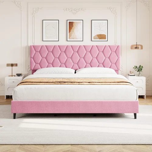 Vista 15 de GAOMON Base de cama tapizada tamaño individual, color beige, base de cama de plataforma resistente con cabecera tapizada y listones de madera