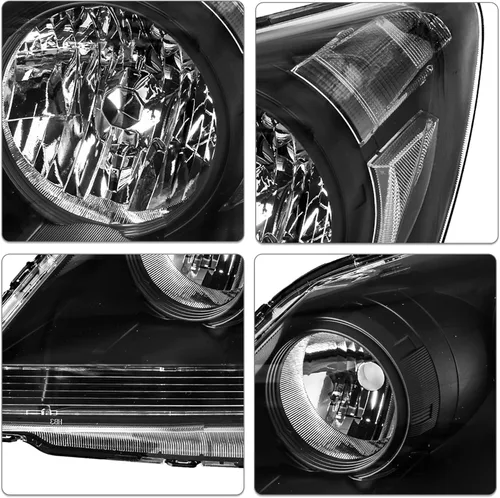 Vista 5 de SOCKIR - Para Honda Odyssey 2005-2010 Conjunto de faros delanteros negro Carcasa negra y reflector transparente