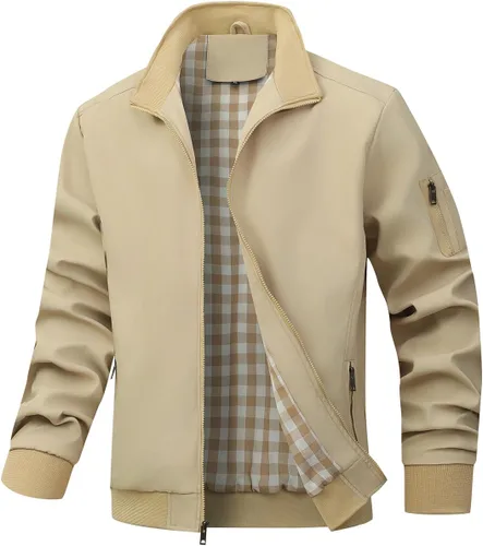 Vista 13 de Wizoat Chaqueta Bomber para Hombre Ligera Casual Cortavientos Chaquetas con Cremallera Abrigo