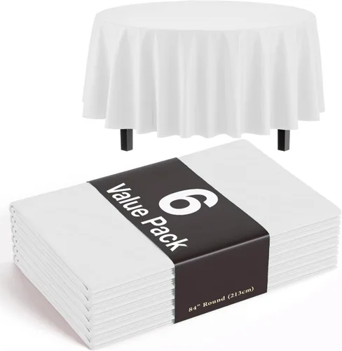 Vista 40 de Party Solids Paquete de 6 manteles de plástico prémium de 54 pulgadas x 108 pulgadas. Cubierta de mesa rectangular de plástico - Aqua