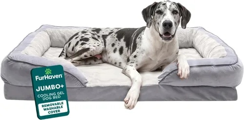 Vista 18 de Furhaven Cama de Gel Refrescante para Perros Medianos/Pequeños con Refuerzos Extraíbles y Funda Lavable, Para Perros de Hasta 35 lbs - Sofá