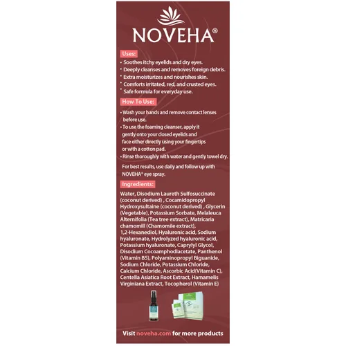 Vista 8 de NOVEHA Extra Nove - Limpiador espumoso para párpados, cuidado diario de la piel para pestañas y párpados, irritaciones oculares, ojos de orzuelo