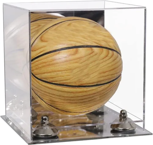 Vista 85 de Better Display Cases Mini acrílico - Miniatura (no tamaño completo) Baloncesto vitrina con elevadores negros y espejo (A015-BR)