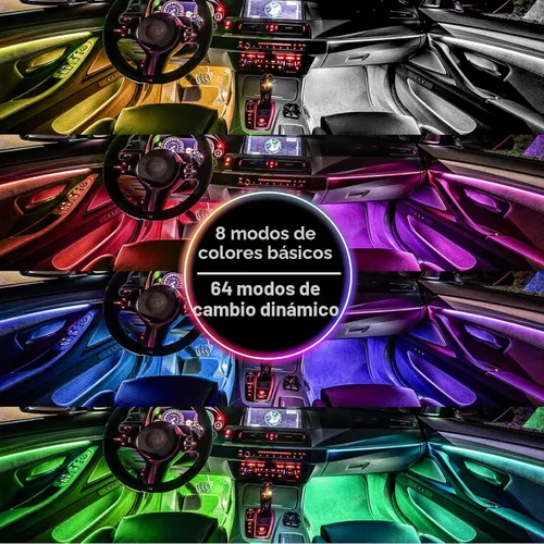 Vista 2 de BFXM Luces interiores de automóvil, tira de luces LED de 12 V con adaptador de encendedor de cigarrillos, aplicación y control remoto