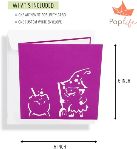 Vista 5 de PopLife Tarjeta desplegable 3D de caldero de Halloween, recuerdo de fiesta de truco o trato, caldero de bruja espeluznante y calabazas, sorpresa