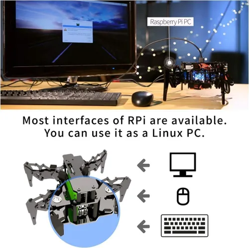 Vista 6 de Adeept DarkPaw Bionic - Kit de robot araña cuadrúpedo compatible con Raspberry Pi 4 3 Modelo B+/B, robot de rastreo STEM, OpenCV, autoestabilizador