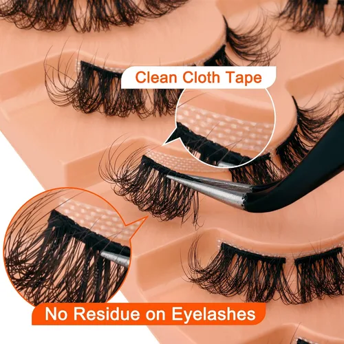 Vista 3 de Extensiones de pestañas de racimo naturales, rizado D, pestañas postizas individuales y dispersas, para colocar en casa, multipack de extensiones